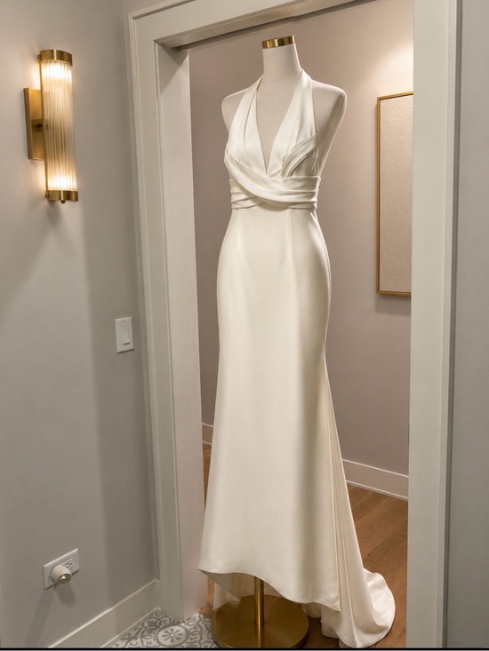 Pronovias Dresses & Skirts - Atelier Pronovias White Crepe Fit & Flare Wedding Gown Size 8 Long Train
